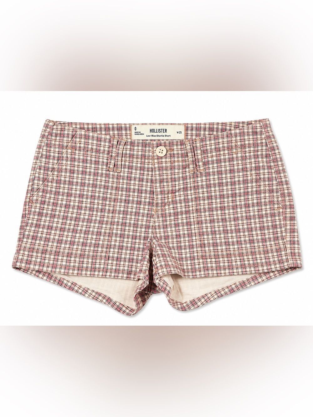 Hollister Low Rise Shortie Shorts Womens Size 0 Pink Plaid Y2K Preppy W25